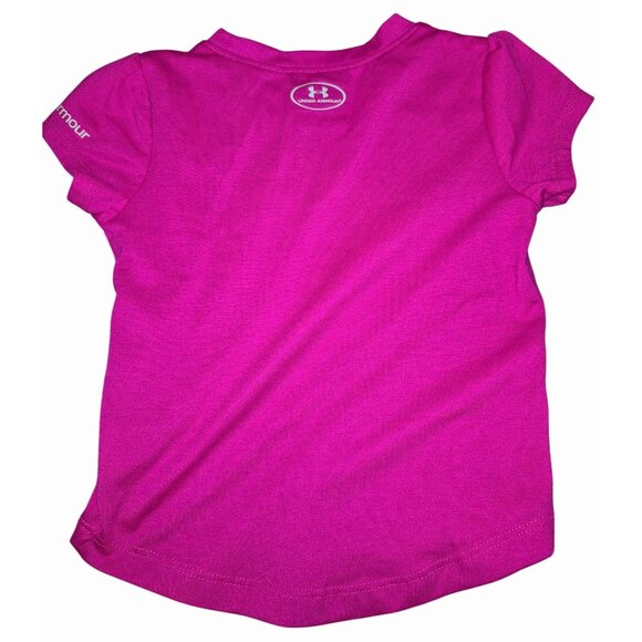 Under Armour Girls 24m Activewear Set Includes Pink Tee Black Patterned Leggings - Picture 3 of 7